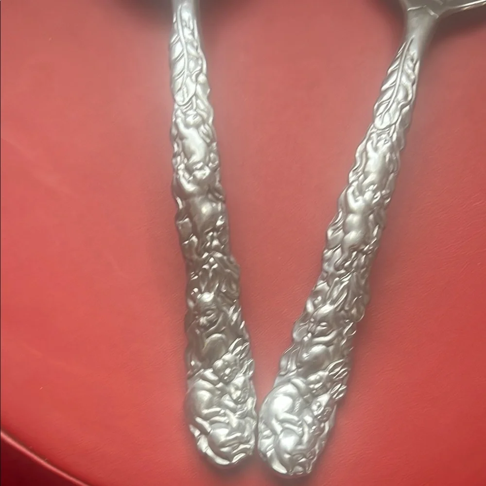 VTG 90s Arthur Court Salad Server Set with Rabbits